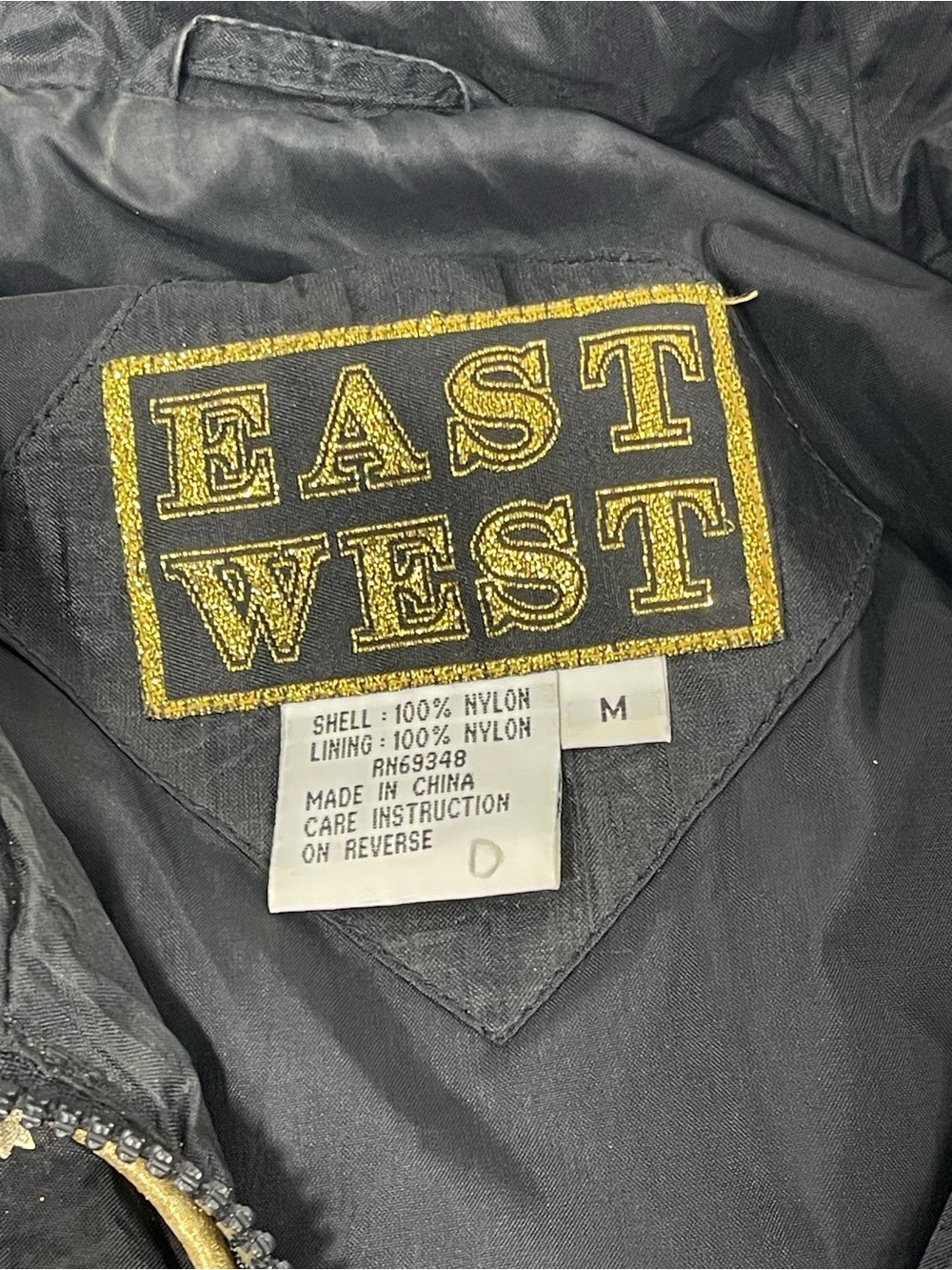 Vintage East West Black Gold Star Western Windbreaker Jacket Size M - Picture 4 of 8